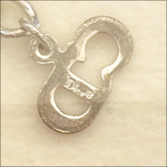 DIOR Cube CD Logo Rhinestone Silver Tone Pendant Necklace - Picture 6 of 11